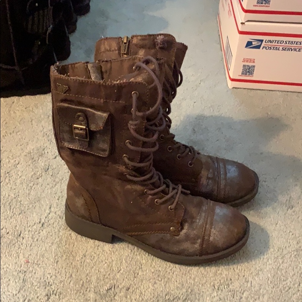 Brown combat boots